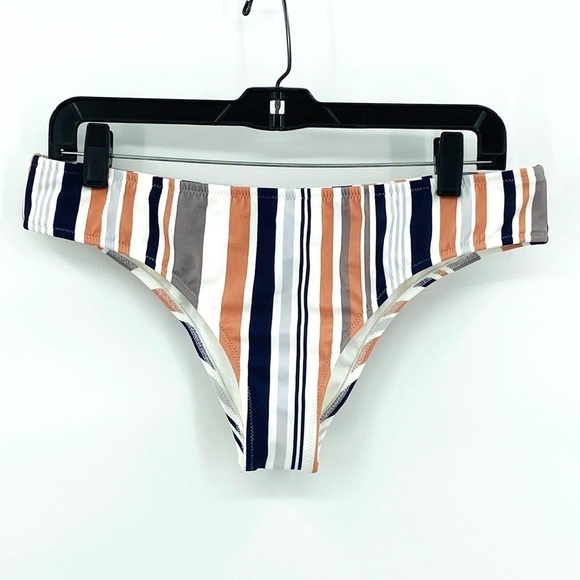 NWT ADORE ME Burnt Orange White Stripe Bandeau Bikini Swim Suit Medium Large - Picture 6 of 8